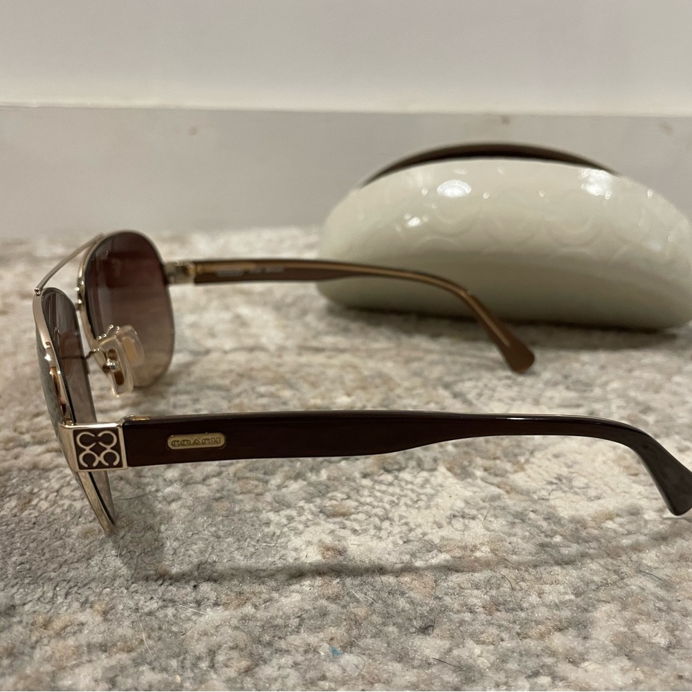 New Coach Aviator Sunglasses Style S1021 Brown With Case & Cleaning Cloth ☀️ 🕶️ - Picture 9 of 10